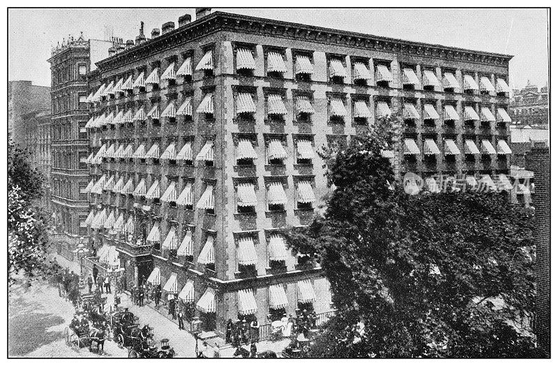 纽约的老式黑白照片:威斯敏斯特酒店