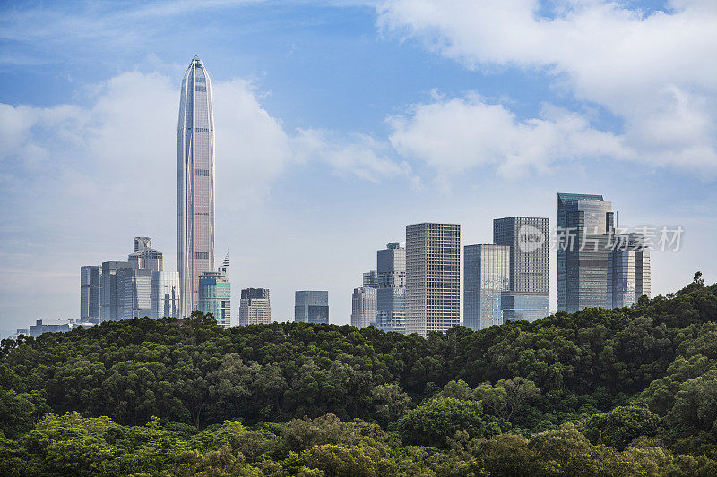 中国深圳福田区平安金融中心大厦的城市景观