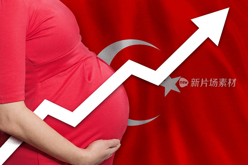 土耳其国旗上的孕妇。出生率高
