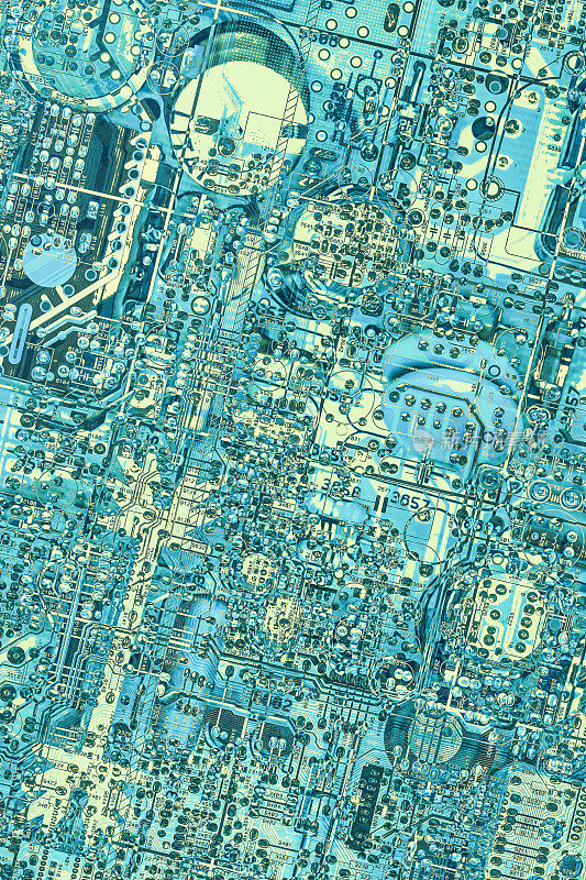彩色电子印刷电路板细节程式化的超现实艺术表现