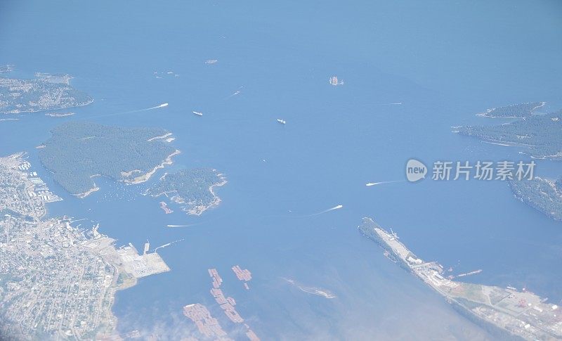 加拿大纳奈莫港海上交通鸟瞰图