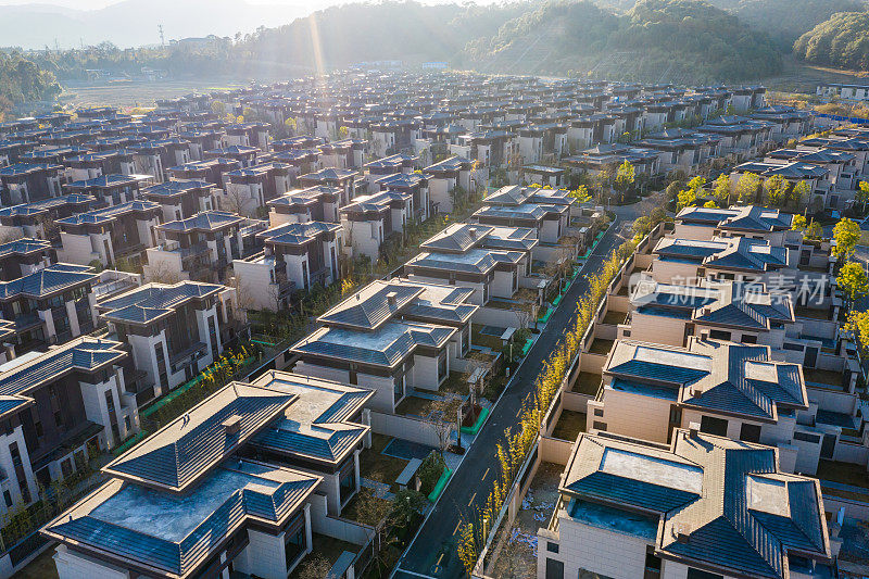 联排别墅和住宅鸟瞰图