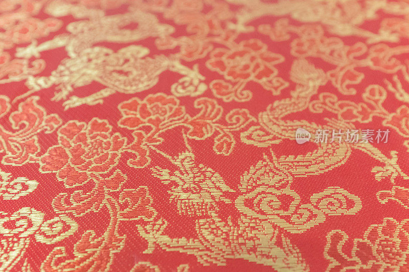 中国古代传统刺绣图案背景，祥云，中国龙