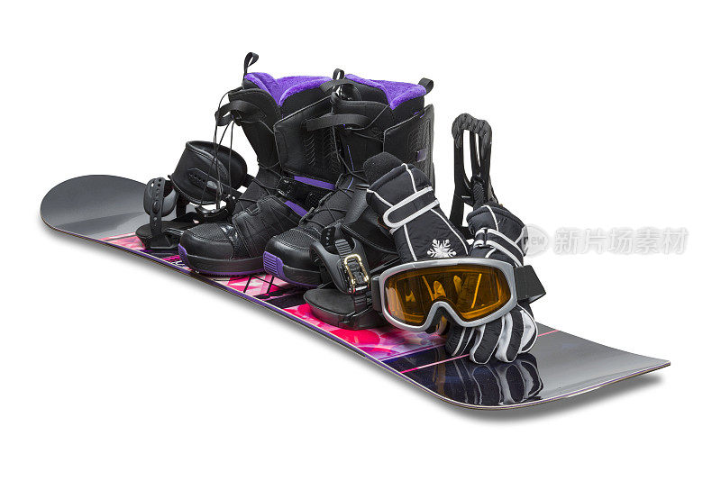 滑雪板与靴子，手套和护目镜