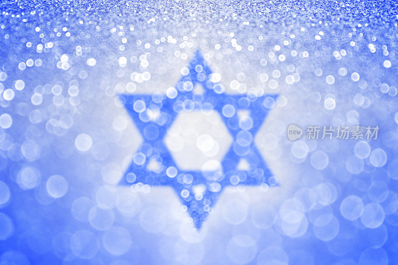 光明节蓝色犹太之星大卫背景
