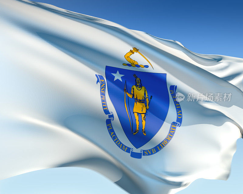 马萨诸塞州的旗帜在风中飘扬
