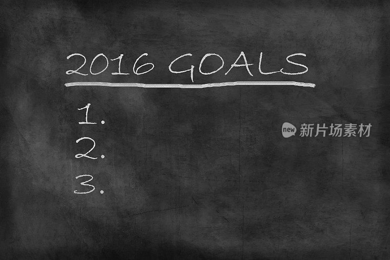 2016年新年目标清单在黑板上