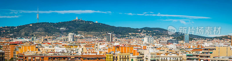巴塞罗那屋顶城市全景公寓俯瞰Tibidabo加泰罗尼亚西班牙
