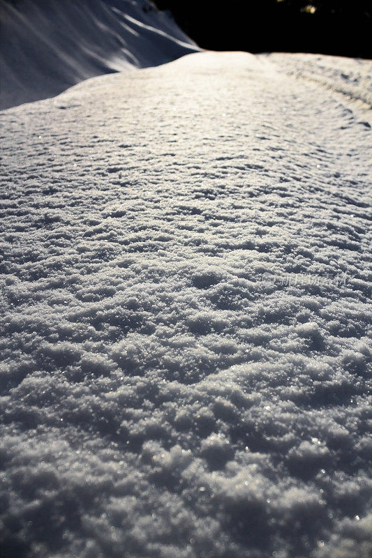 夕阳下的雪路