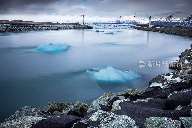 冰岛的Jokulsarlon冰川泻湖