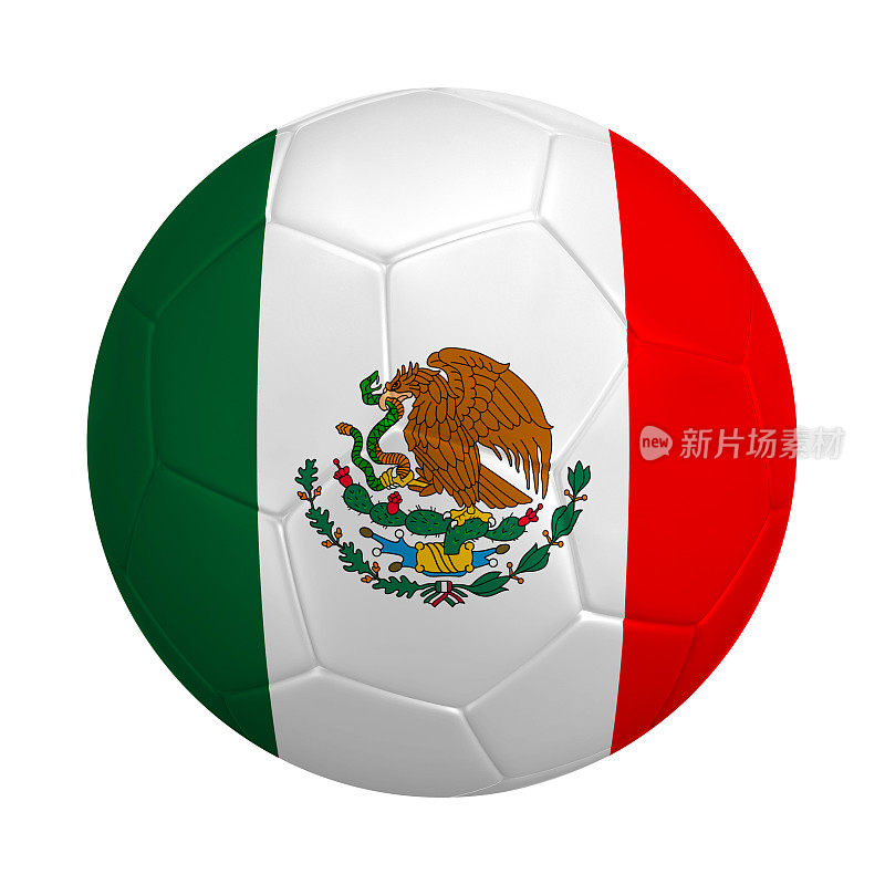 带有墨西哥国旗颜色的足球