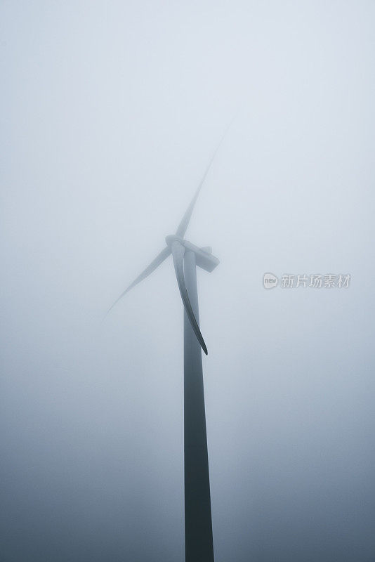 在有雾的日子里动力风车