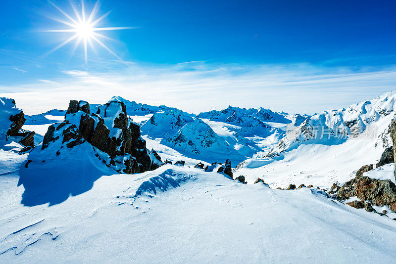 从Mutkogel，滑雪胜地Soelden的顶部，Tirol，奥地利