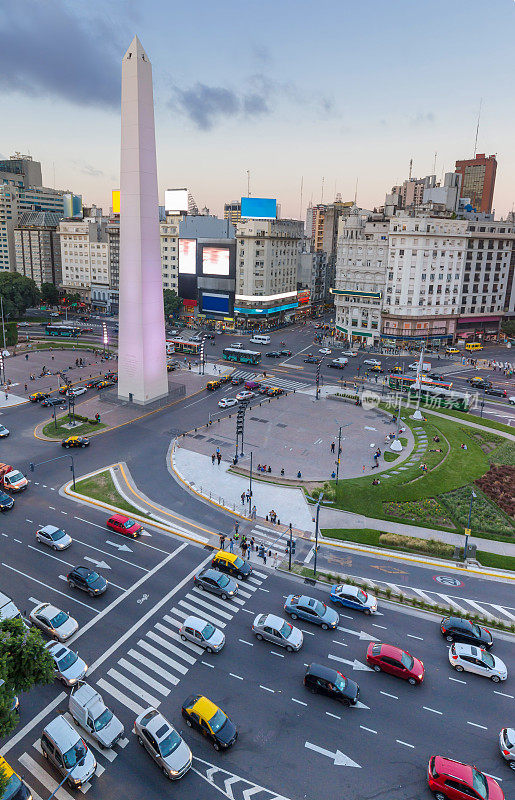 鸟瞰图布宜诺斯艾利斯阿根廷与Obelisco