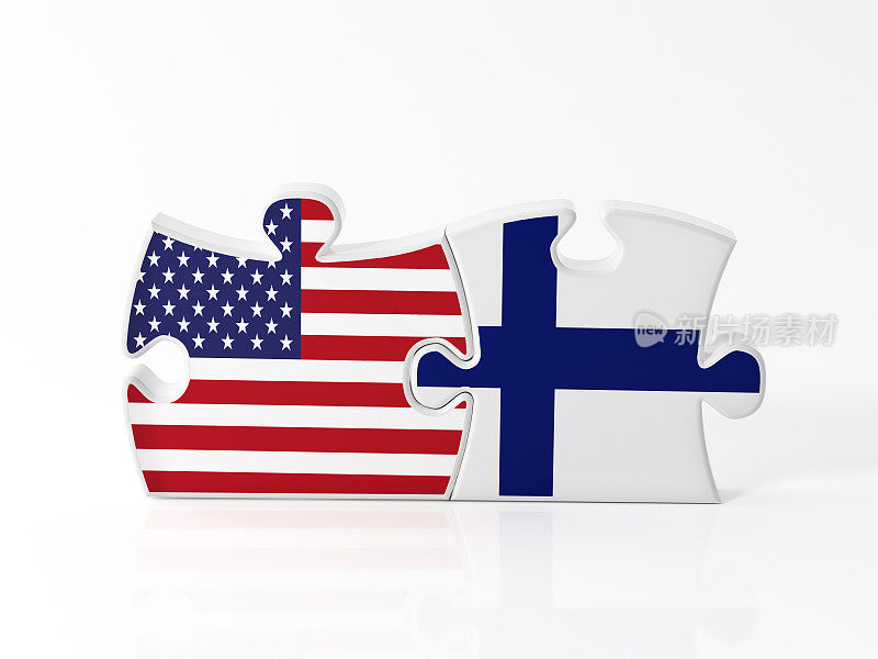 用美国和芬兰国旗纹理的拼图