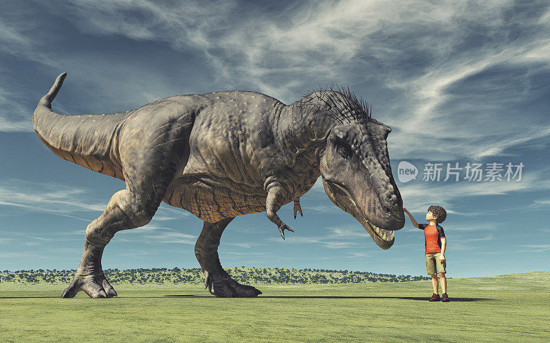 一个男孩和一只大恐龙