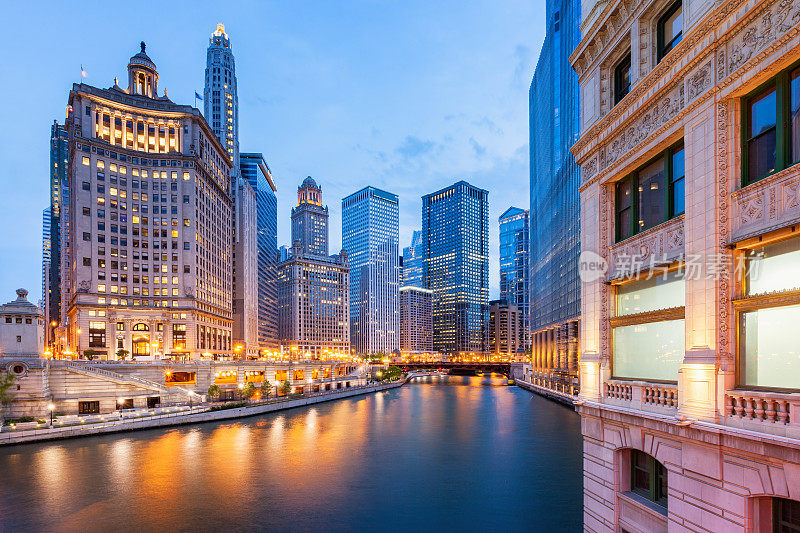 美国伊利诺斯州芝加哥和芝加哥河