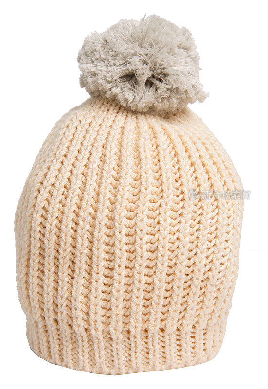 棕色编织冬季羊毛帽子与绒球绒球宝宝