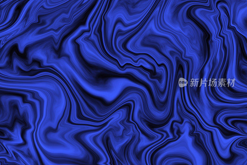 大理石蓝色黑色霓虹灯背景抽象波浪海夜图案大理石Ebru纹理
