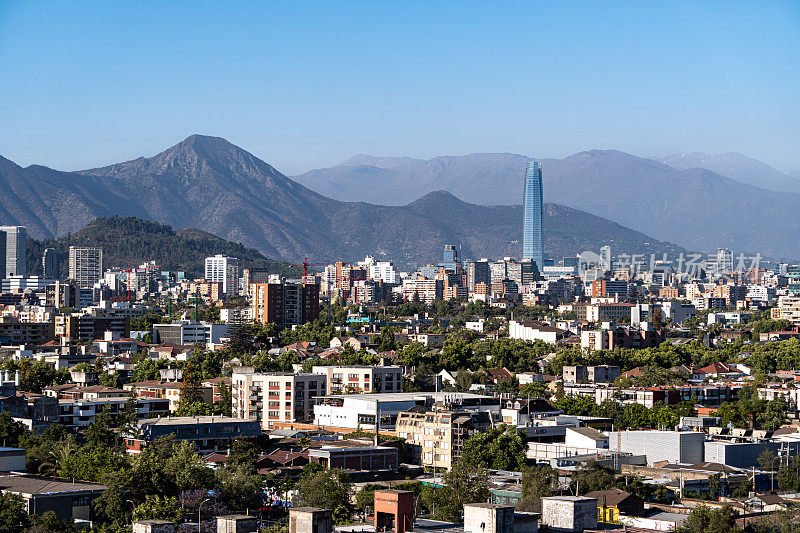 智利圣地亚哥东部的鸟瞰图