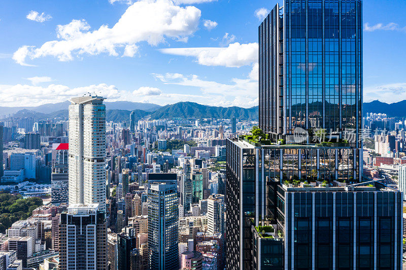 香港城市的无人机视图