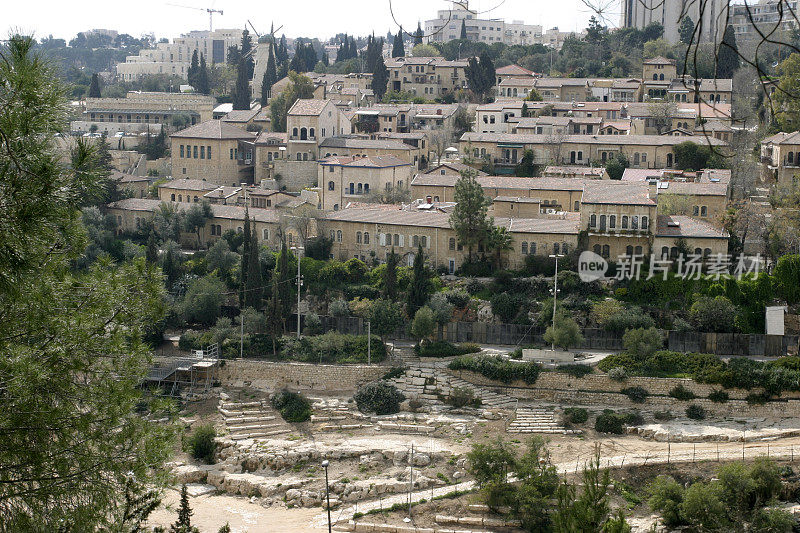 耶路撒冷老城鸟瞰图城市景观