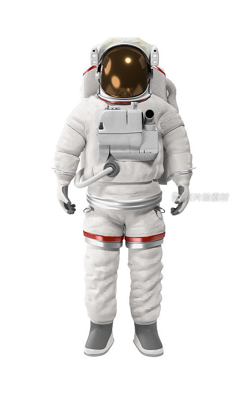 宇航员或宇航员穿着太空服在白色的表面上