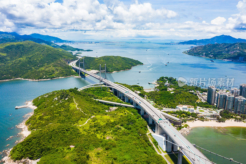 香港青马大桥鸟瞰图