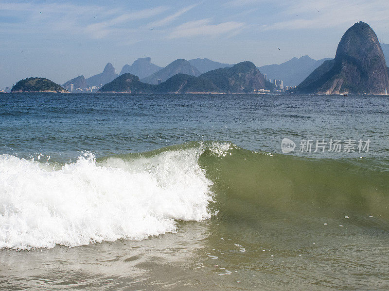 从海边俯瞰里约热内卢的山景