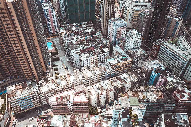 香港九龙土瓜湾拥挤的市容