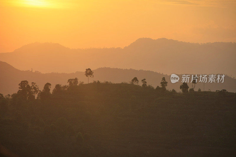 亚齐，seulawah山之间的日出景象