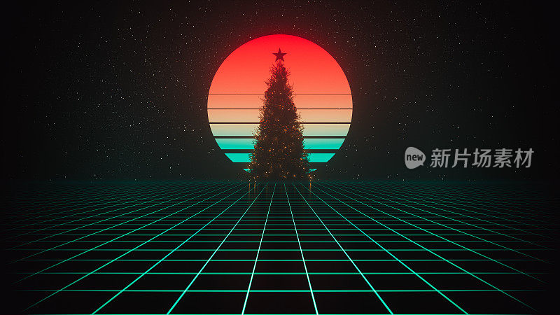 Synthwave复古圣诞背景