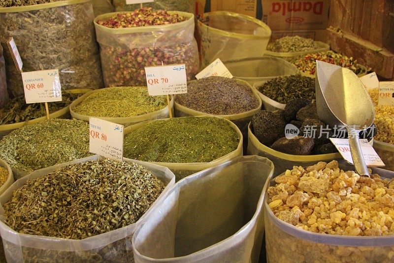 卡塔尔-多哈-瓦基夫集市-传统市场-香料