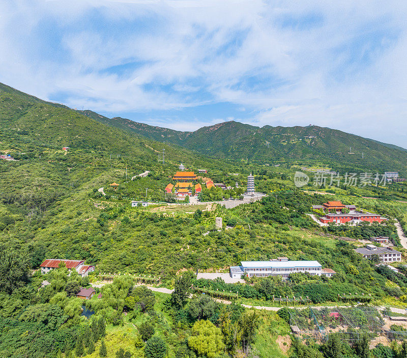 中国河北省石家庄市鹿泉区龙泉古寺航拍