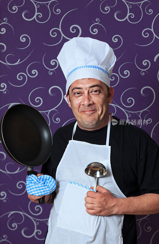 快乐微笑的厨师肖像
