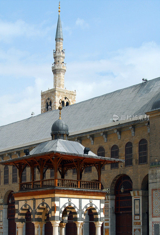 叙利亚大马士革:沐浴喷泉，奥马亚德清真寺