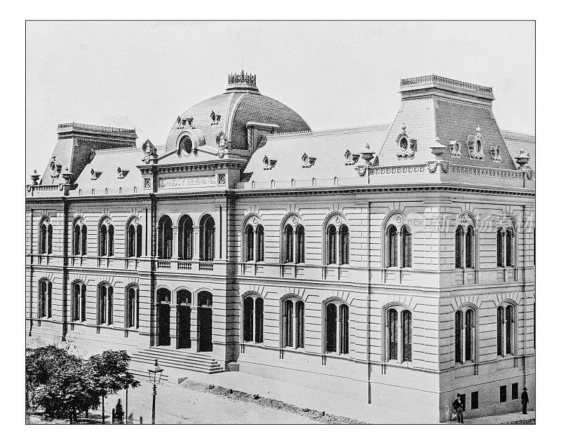 布宜诺斯艾利斯中央邮局的古董照片(阿根廷)-19世纪