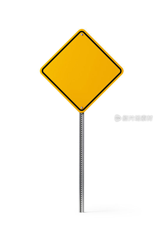 黄色空白交通标志孤立在白色背景
