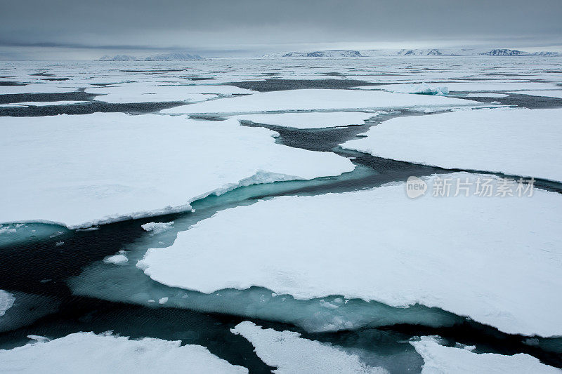 北冰洋斯瓦尔巴群岛上的浮冰