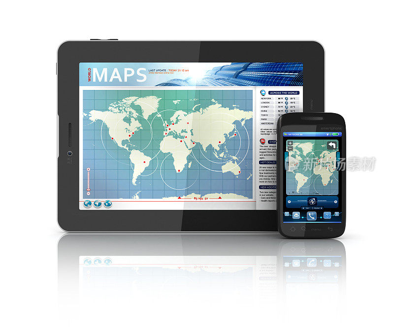 移动和平板电脑地图或GPS