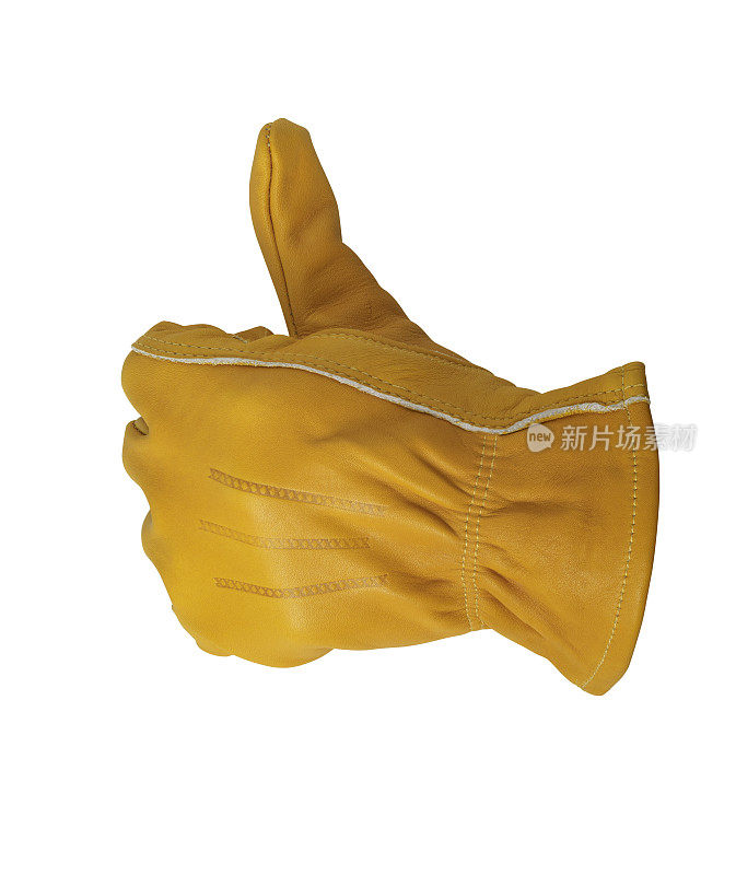 黄色手套显示拇指