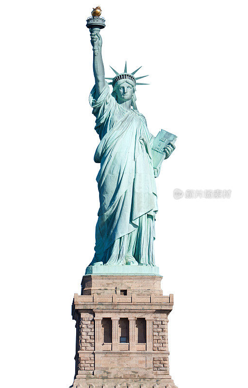 自由女神像与基座在纽约的白色，剪路