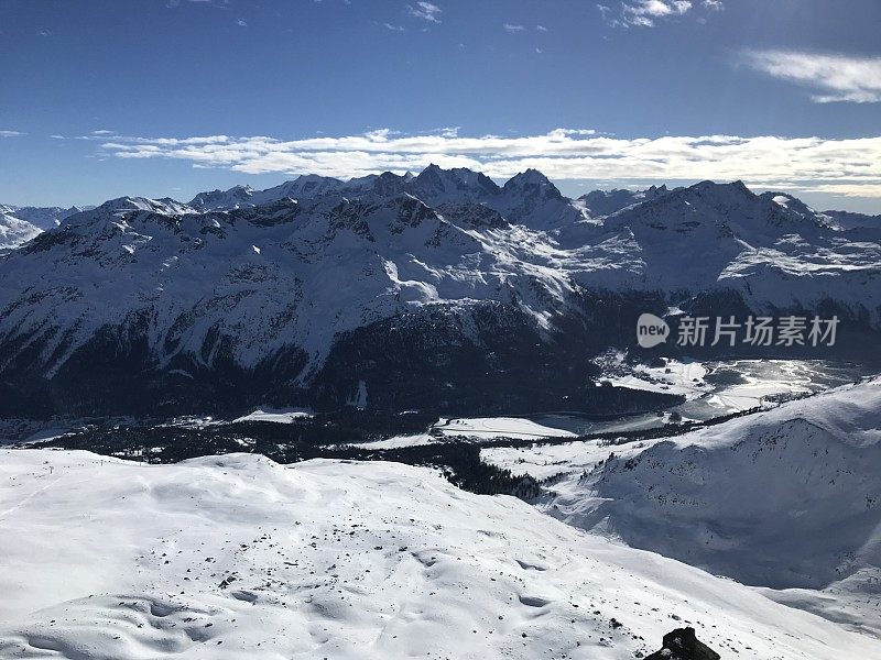 瑞士阿尔卑斯山从滑雪坡道