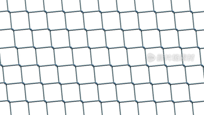 钢丝链网围栏背景孤立上白色，极端特写