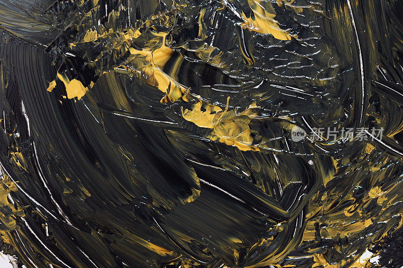 黄色、黑色抽象作品丙烯漆沙发