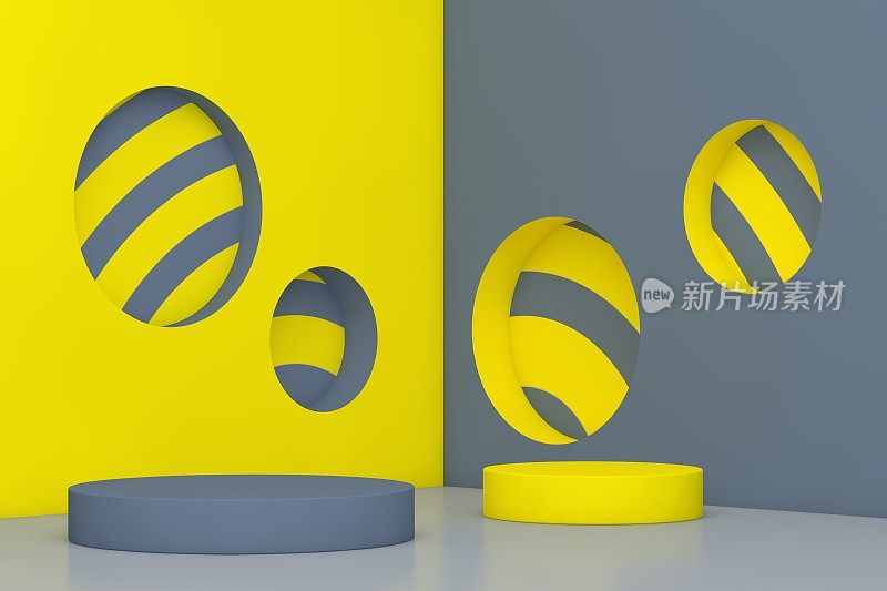 现代3D抽象背景平台的产品展示。空产品站