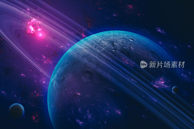 计算机生成的带有发光星云的抽象空间场景