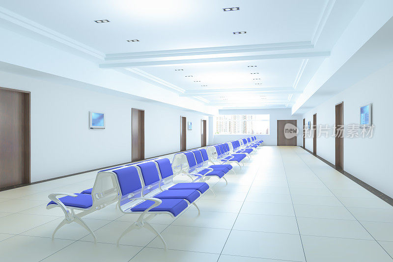 有候诊区的现代医院空无一人的走廊