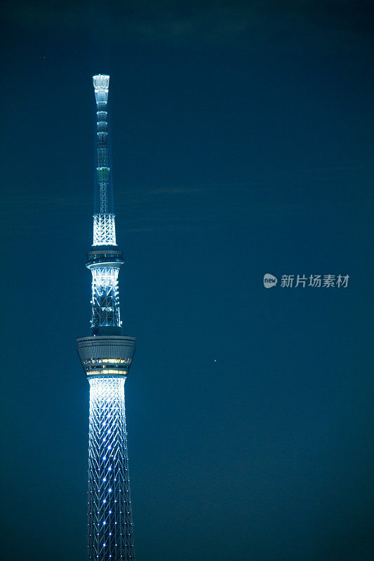 照明东京天空树特写，中央区，东京