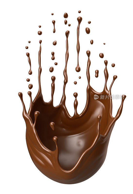 黑巧克力飞溅。